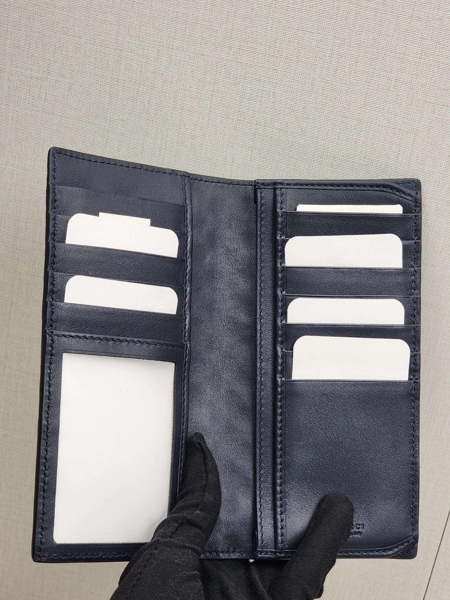 Gucci Navy Microguccisima Bifold Long Wallet