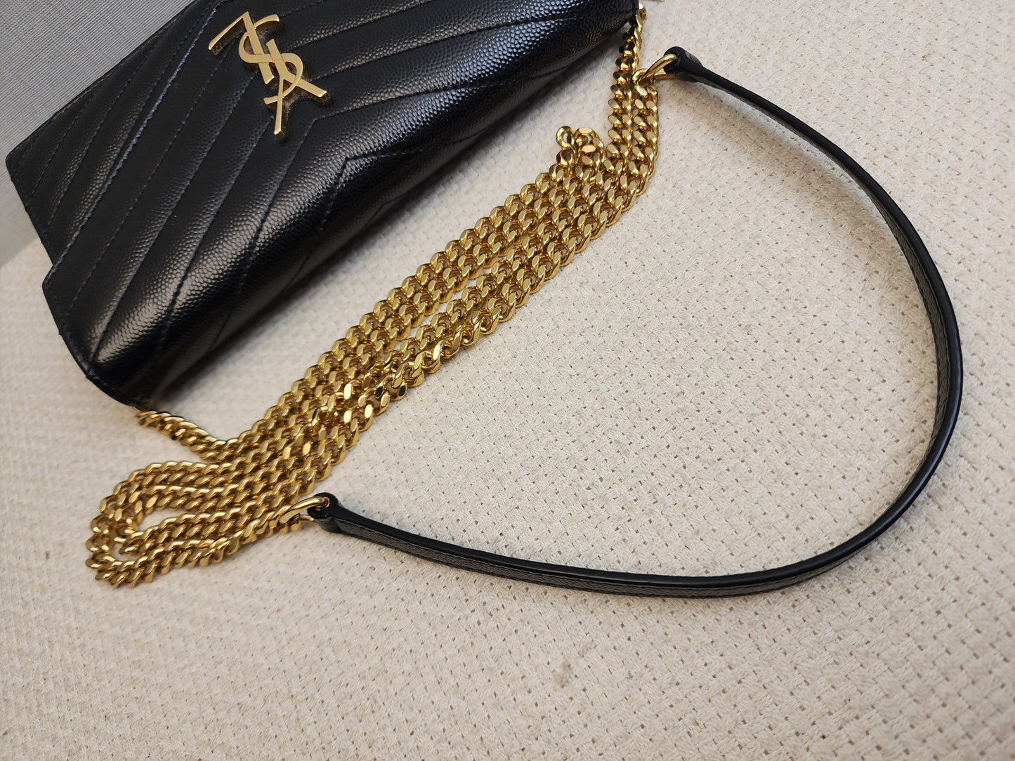 YSL Black Grain de Poudre Small Cassandre WOC (GHW)