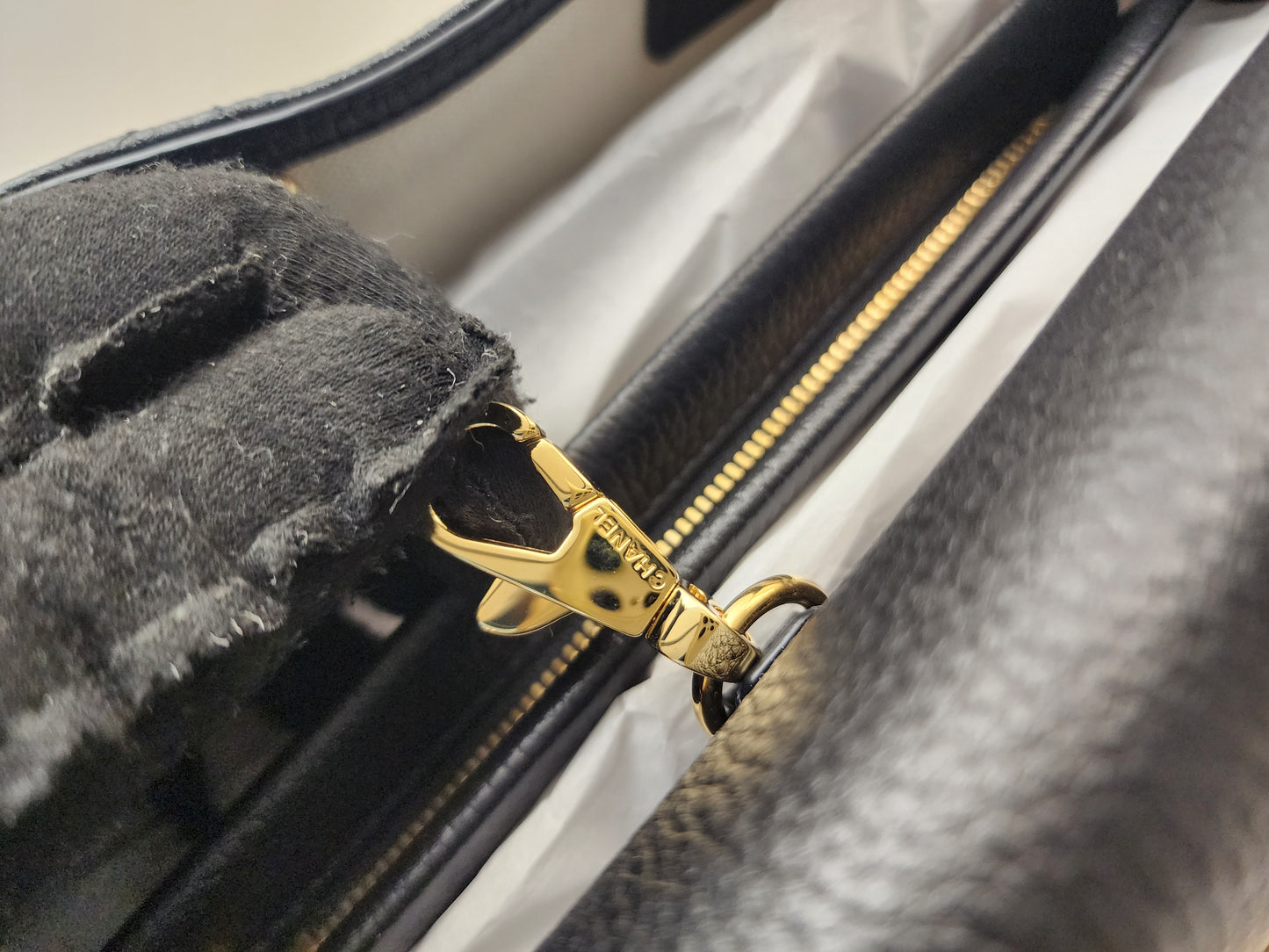 Chanel Black Grained Calfskin Small Shopping Bag (LGHW)