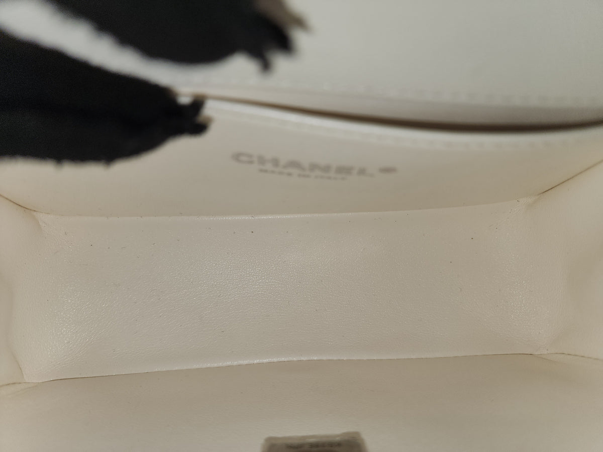 Chanel White Caviar Small Boy Flap Bag (RHW)