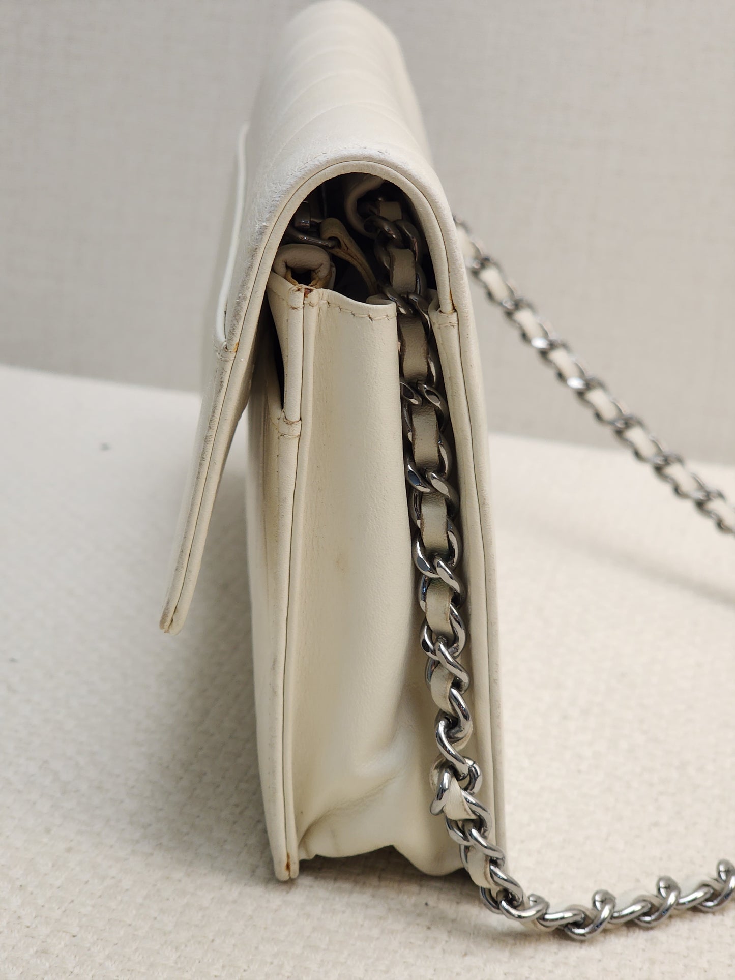 Chanel White Lambskin Vintage Quilted WOC