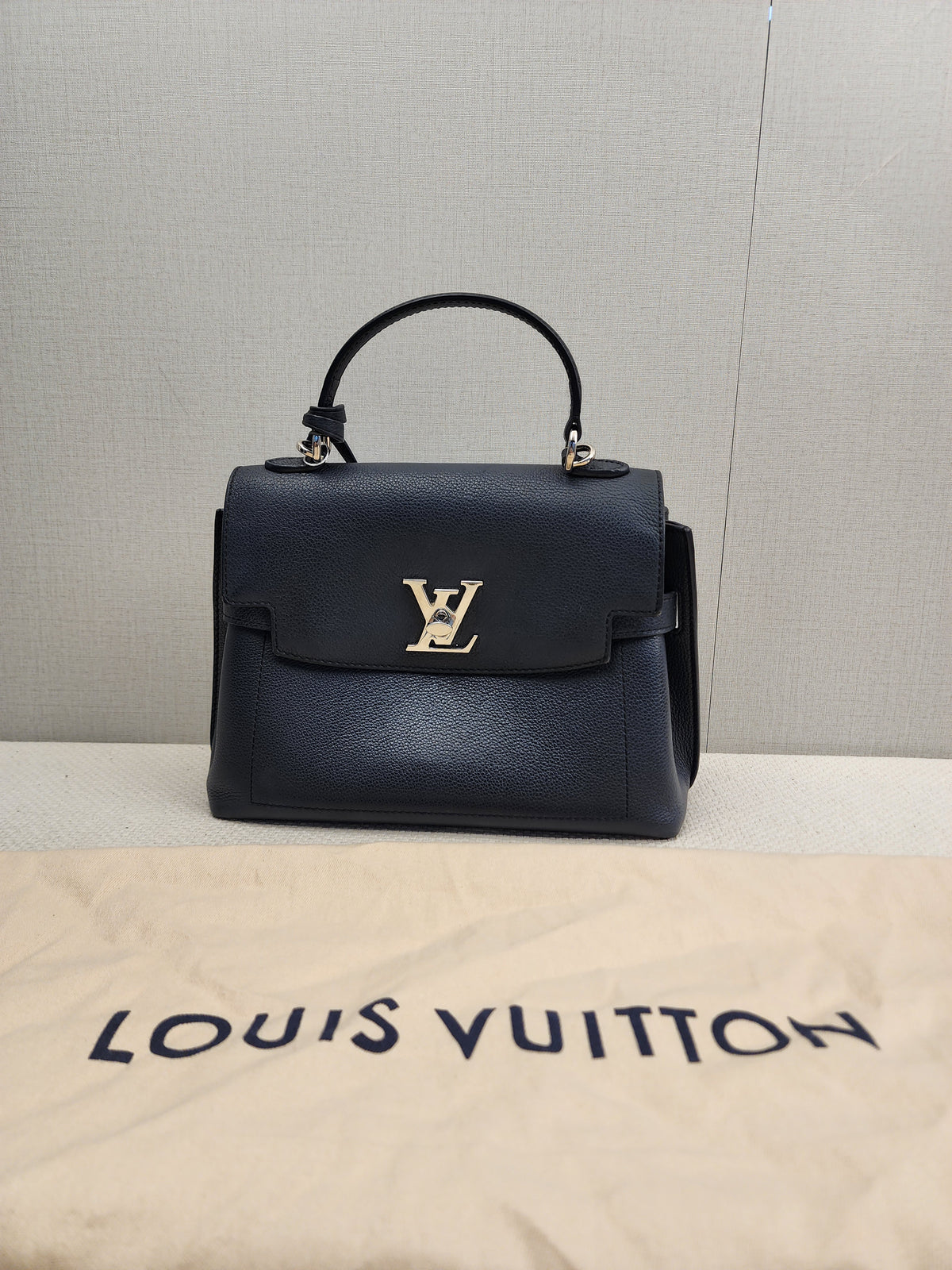 LV Black Calfskin Lockme Ever BB (SHW)