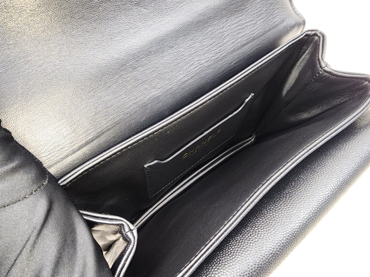 Chanel Black Caviar 23B Top Handle Full Flap (GHW)