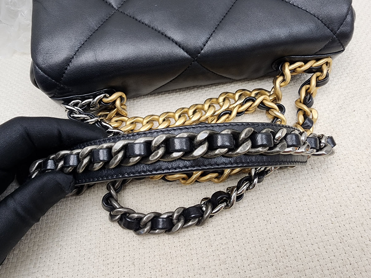 Chanel Black Small Lambskin 19 Flap (GHW)