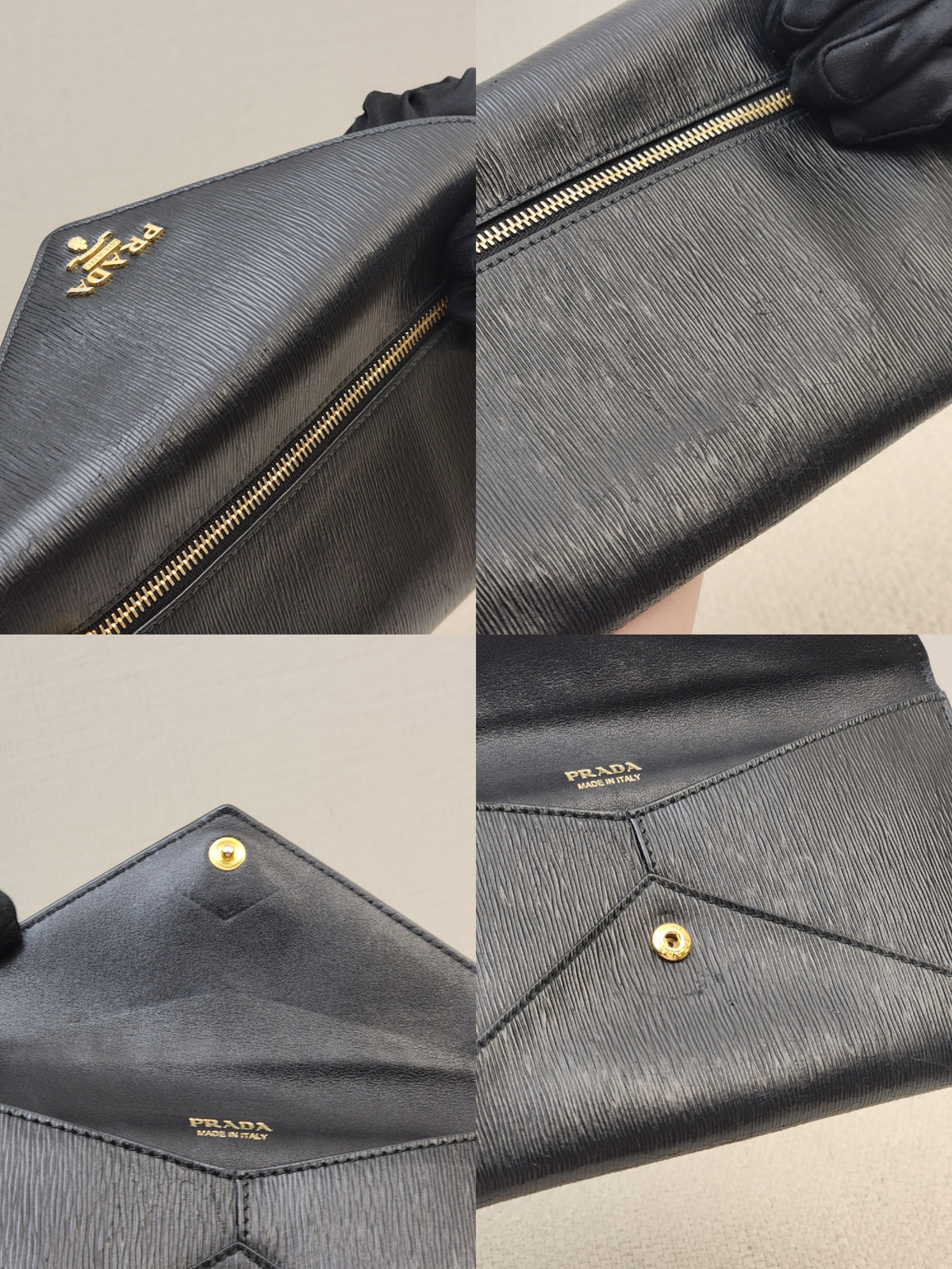 Prada Black Vitello Move Envelope Long Wallet