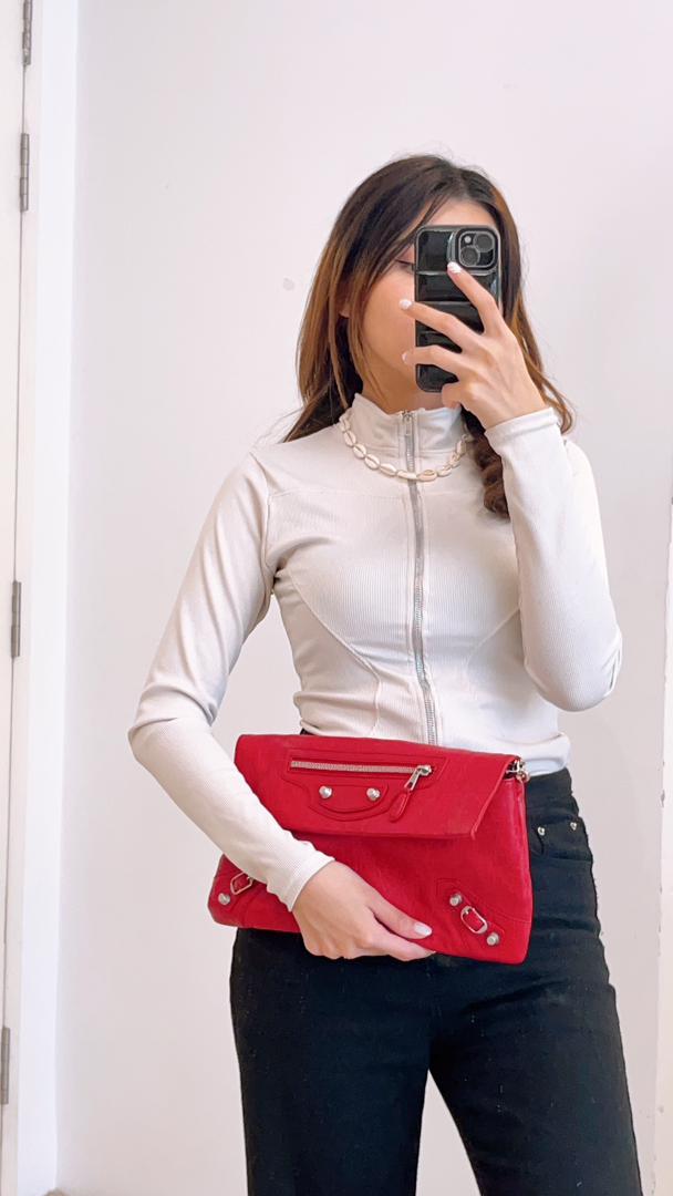 Balenciaga Red Envelope Clutch in Strap
