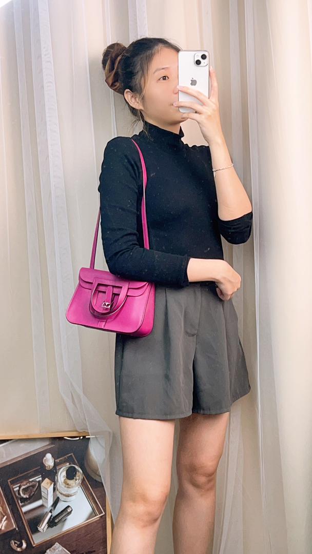 Hermes Rose Purple Swift Mini Halzan (PHW)