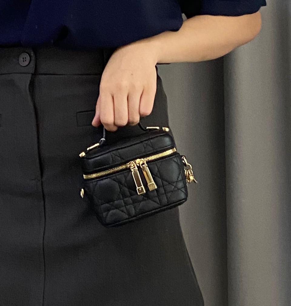 Dior Black Lambskin Lady D Micro Vanity Case