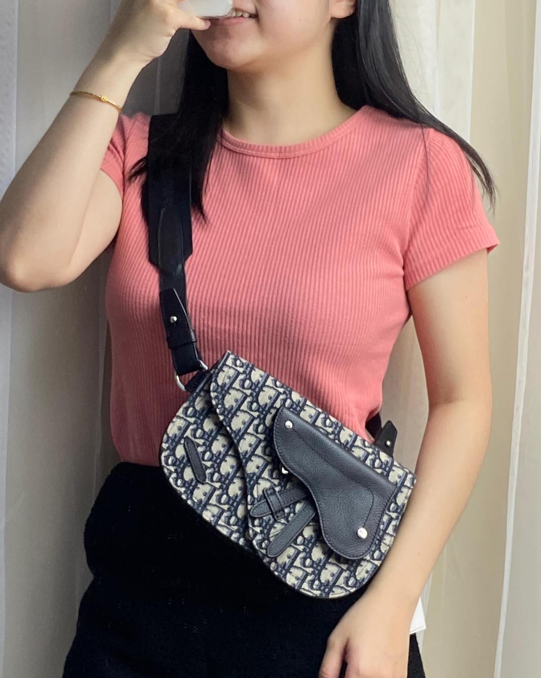 Dior Navy Oblique Men Saddle Pouch