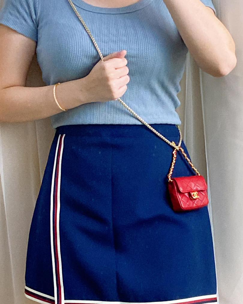 Chanel Gold Red Medallion Layered Belt Chain with Mini Bag