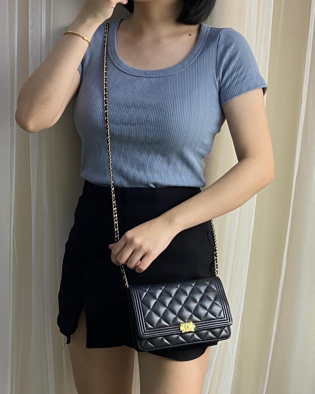 Chanel Black Lambskin Boy WOC GHW