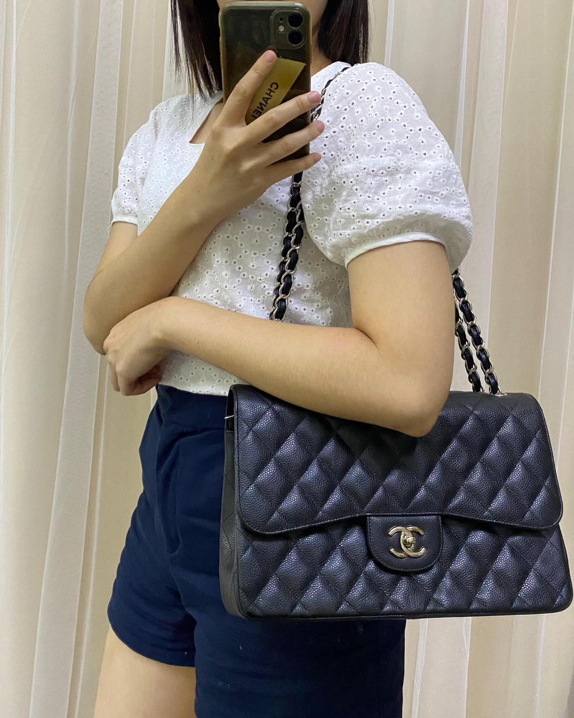 Chanel Black Caviar Jumbo (SHW)