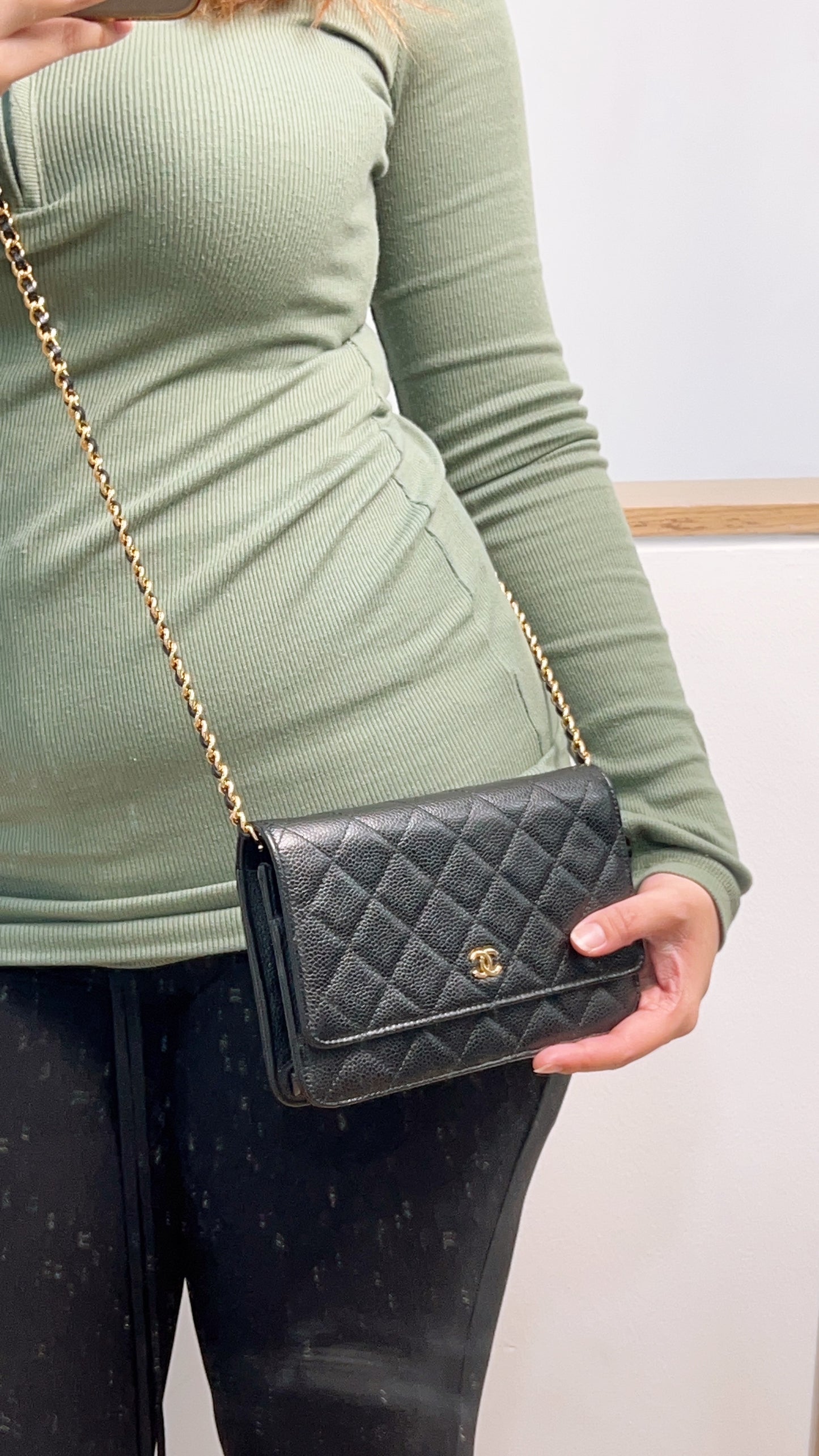 Chanel Black Caviar Classic WOC GHW