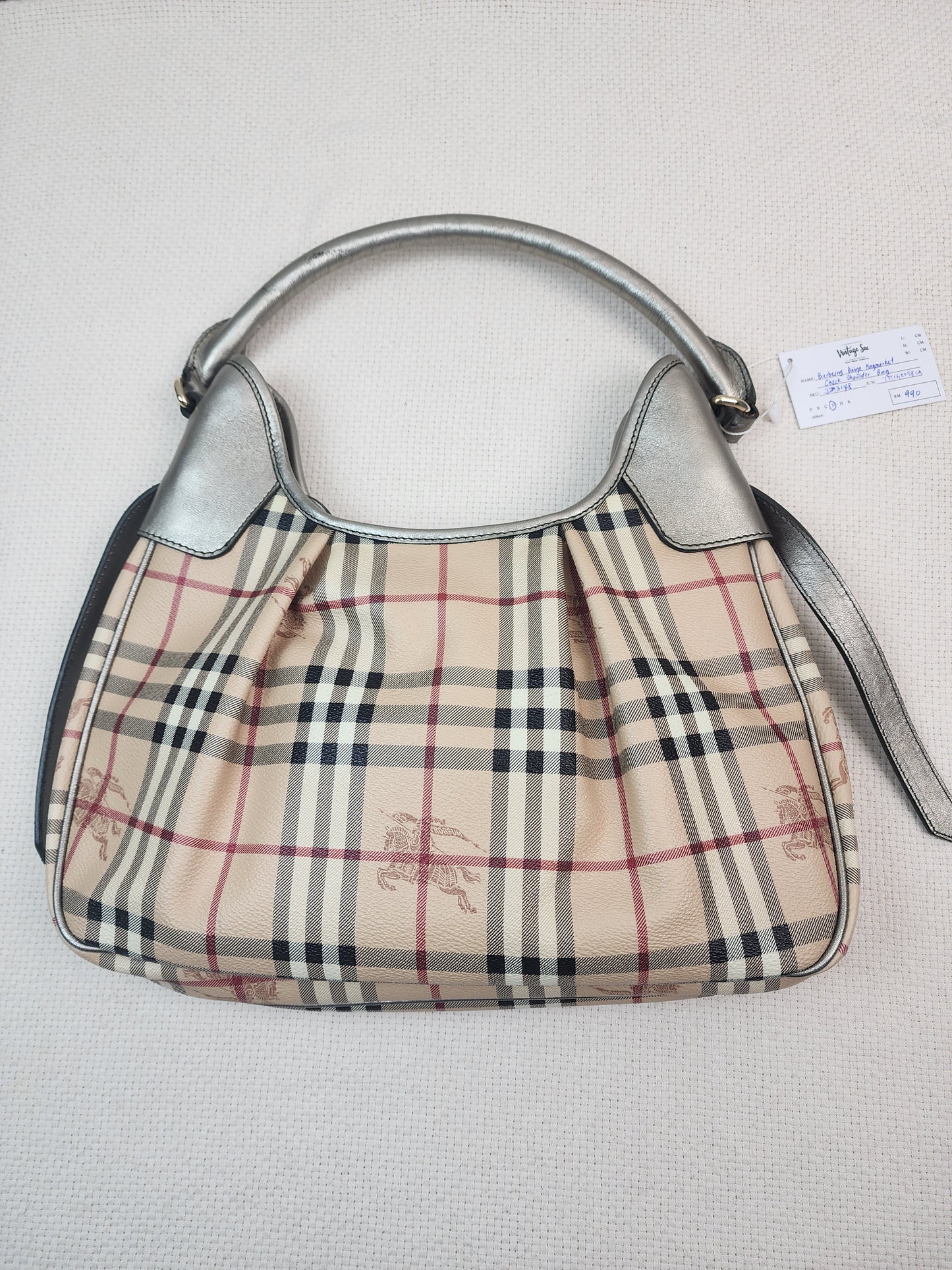 Burberry Beige Haymarket Check Shoulder Bag