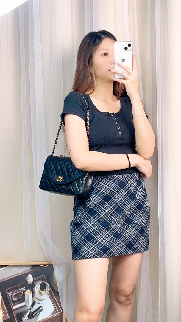 Chanel Black Vintage Half Moon Flap Bag GHW