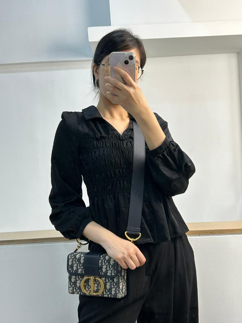 Dior Navy Oblique Montaigne 30 Box (GHW)