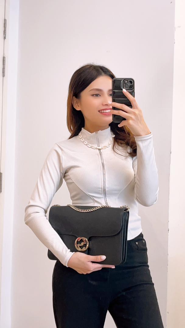 Gucci Black Medium Interlocking Chain Bag (GHW)