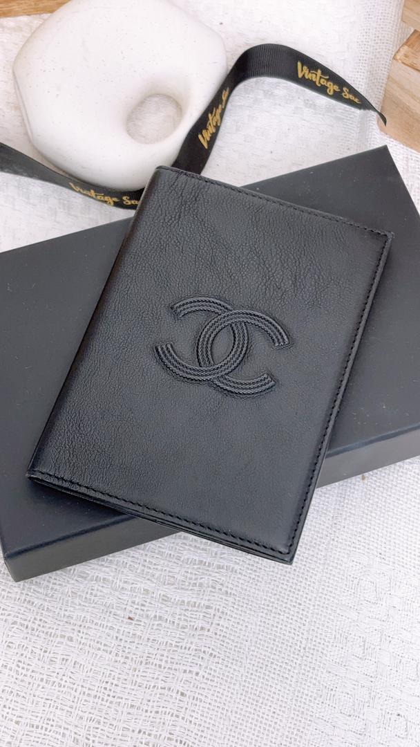 Chanel Black Calfskin Timeless Passport Holder
