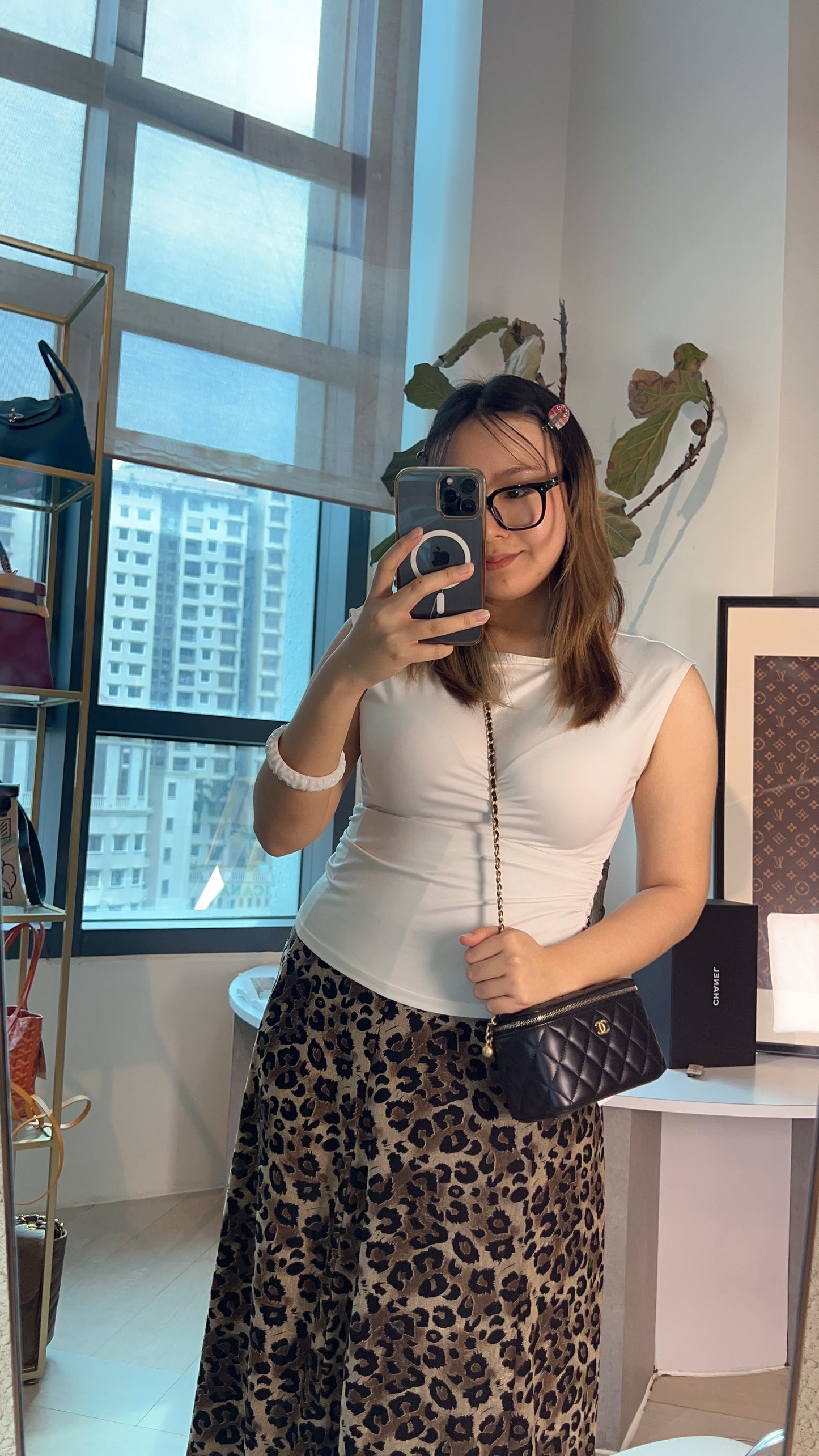 Chanel Black Lambskin Vanity in Pearl Crush