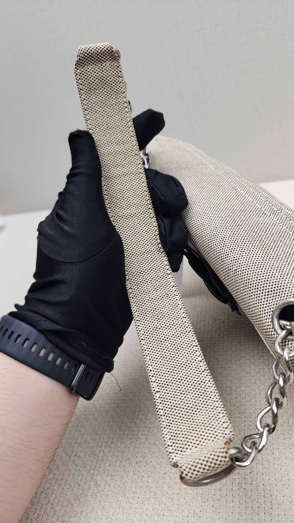 Chanel Grey Canvas Camellia No.5 Shoulder Bag
