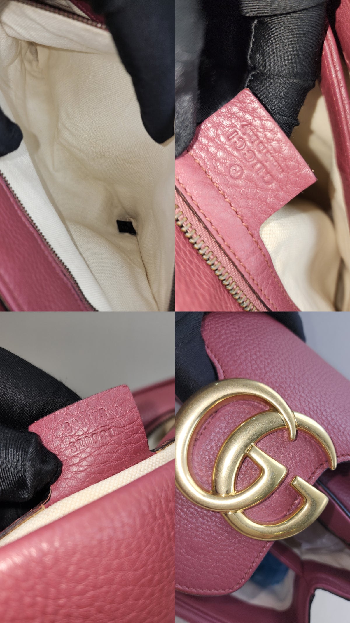 Gucci Rose Pink Pebbled Marmont Shoulder Bag (GHW)