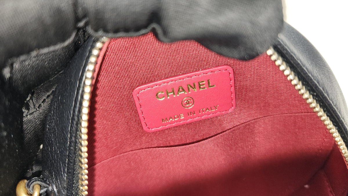 Chanel Black Lambskin Round 19 Bag