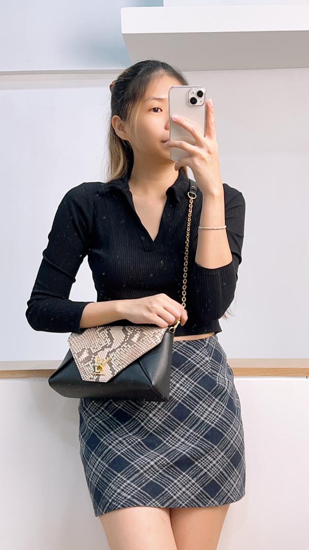 LV Black Calfskin / Python Love Note Chain Shoulder Bag