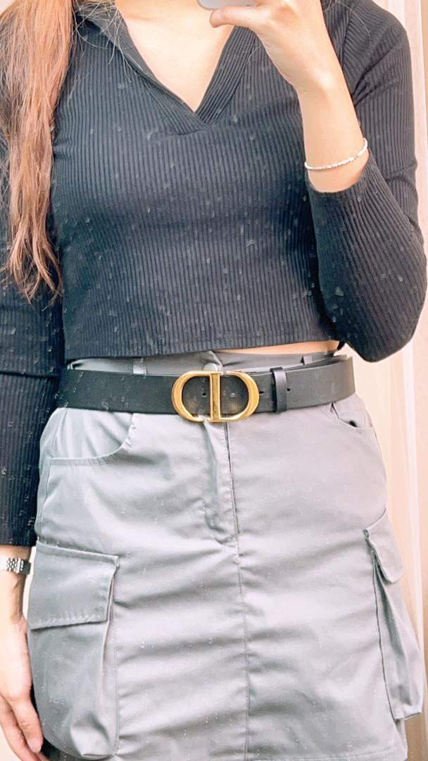 Dior CD Black Belt 80cm/3.5cm