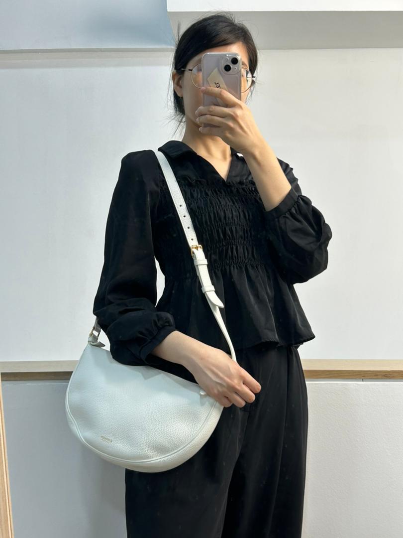 Burberry White Halfmoon Leather Sling Bag