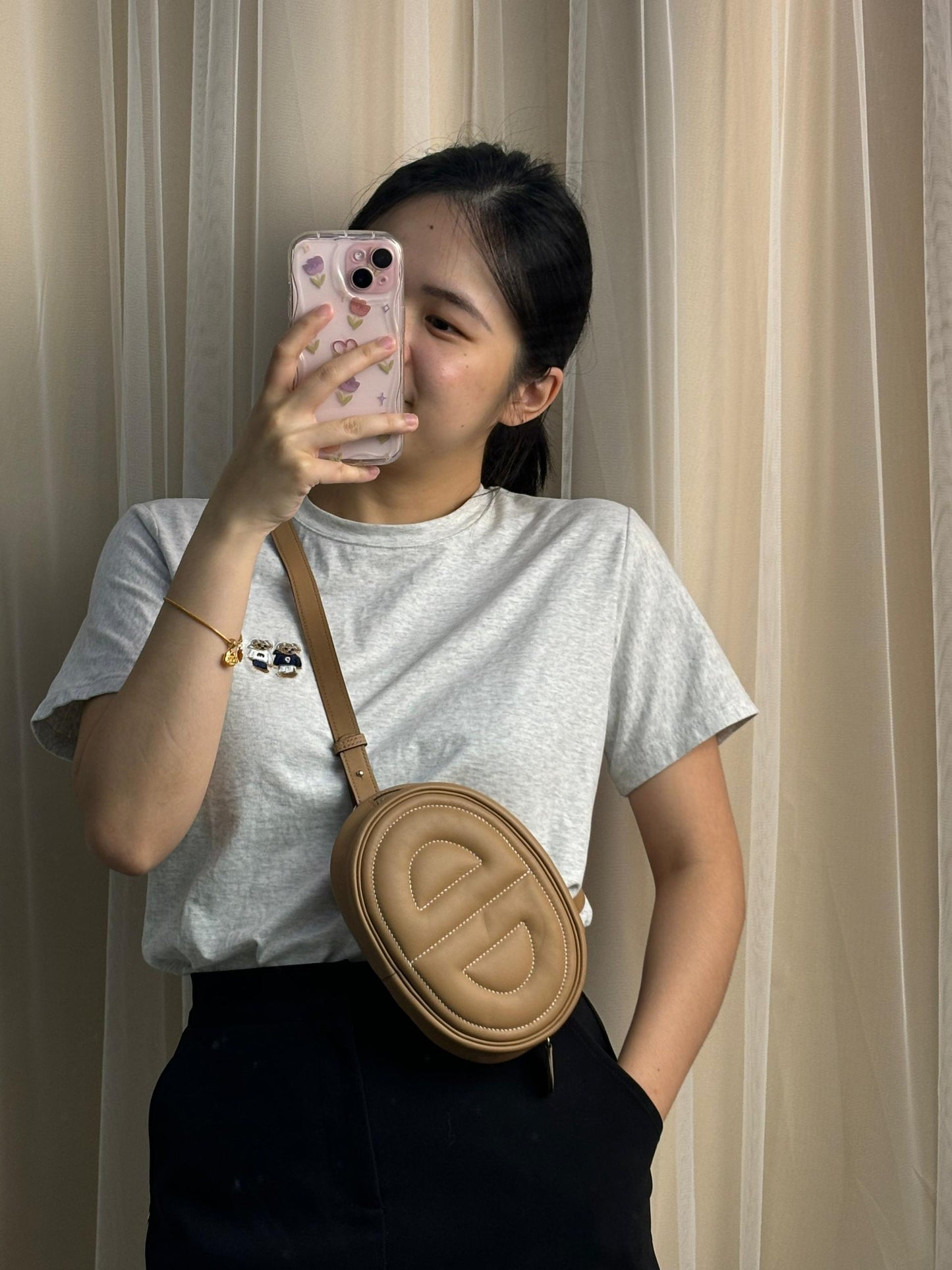 Hermes Chai / Mauve Sylvestre Swift In The Loop Belt Bag PHW