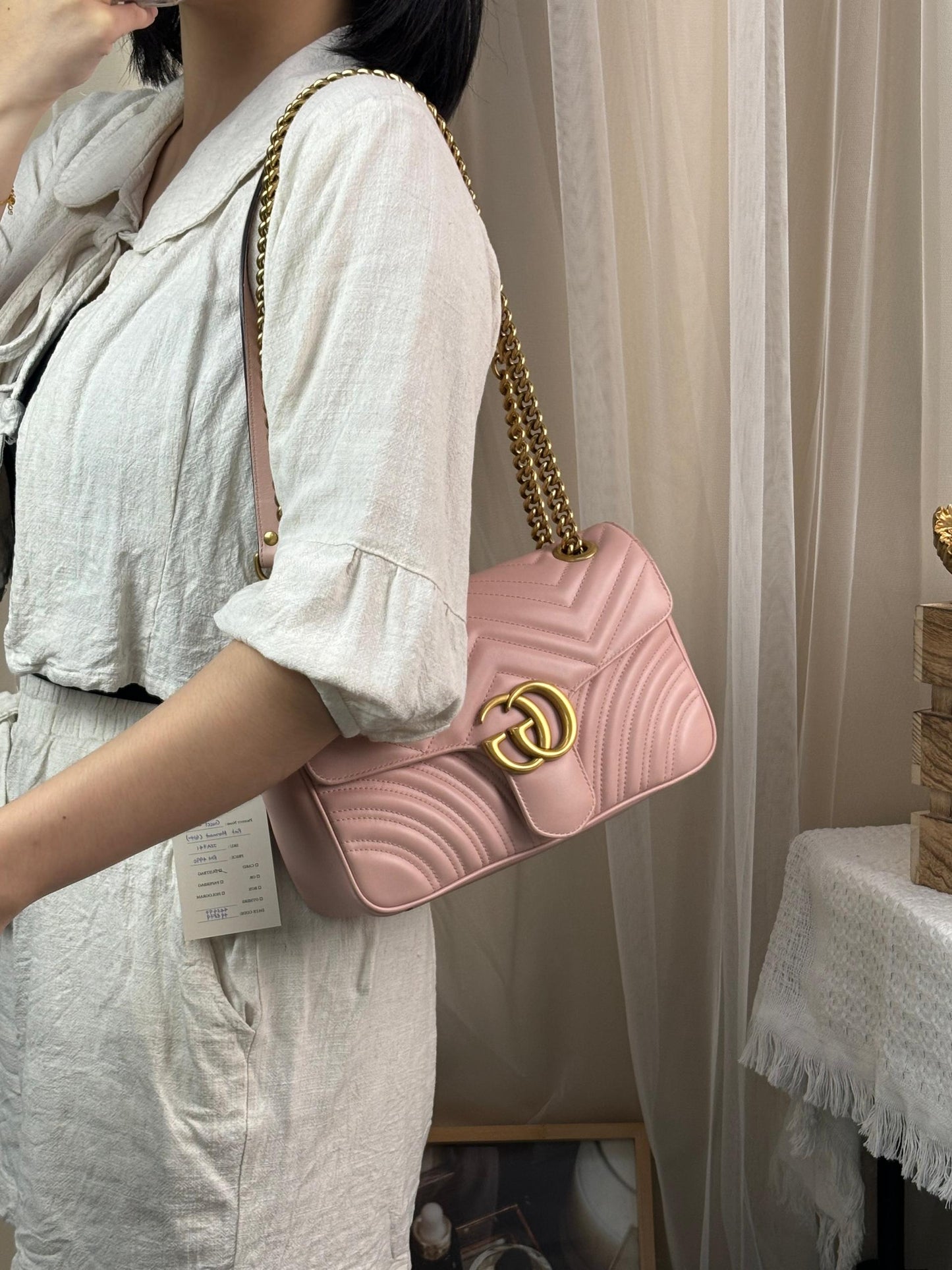 Gucci Pink Calfskin Small Marmont GHW