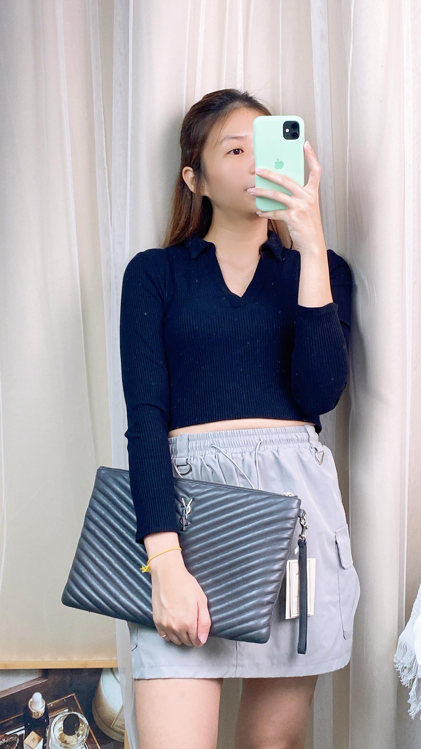 YSL Grey Matelasse Monogram Document Holder SHW