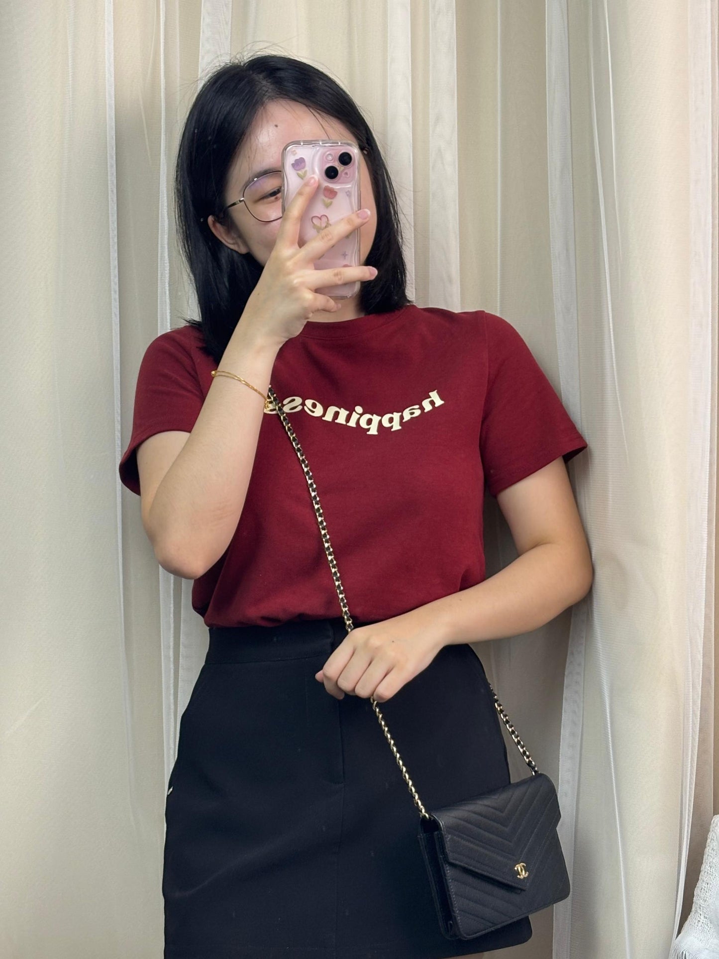 Chanel Black Goatskin Chevron Envelope WOC GHW