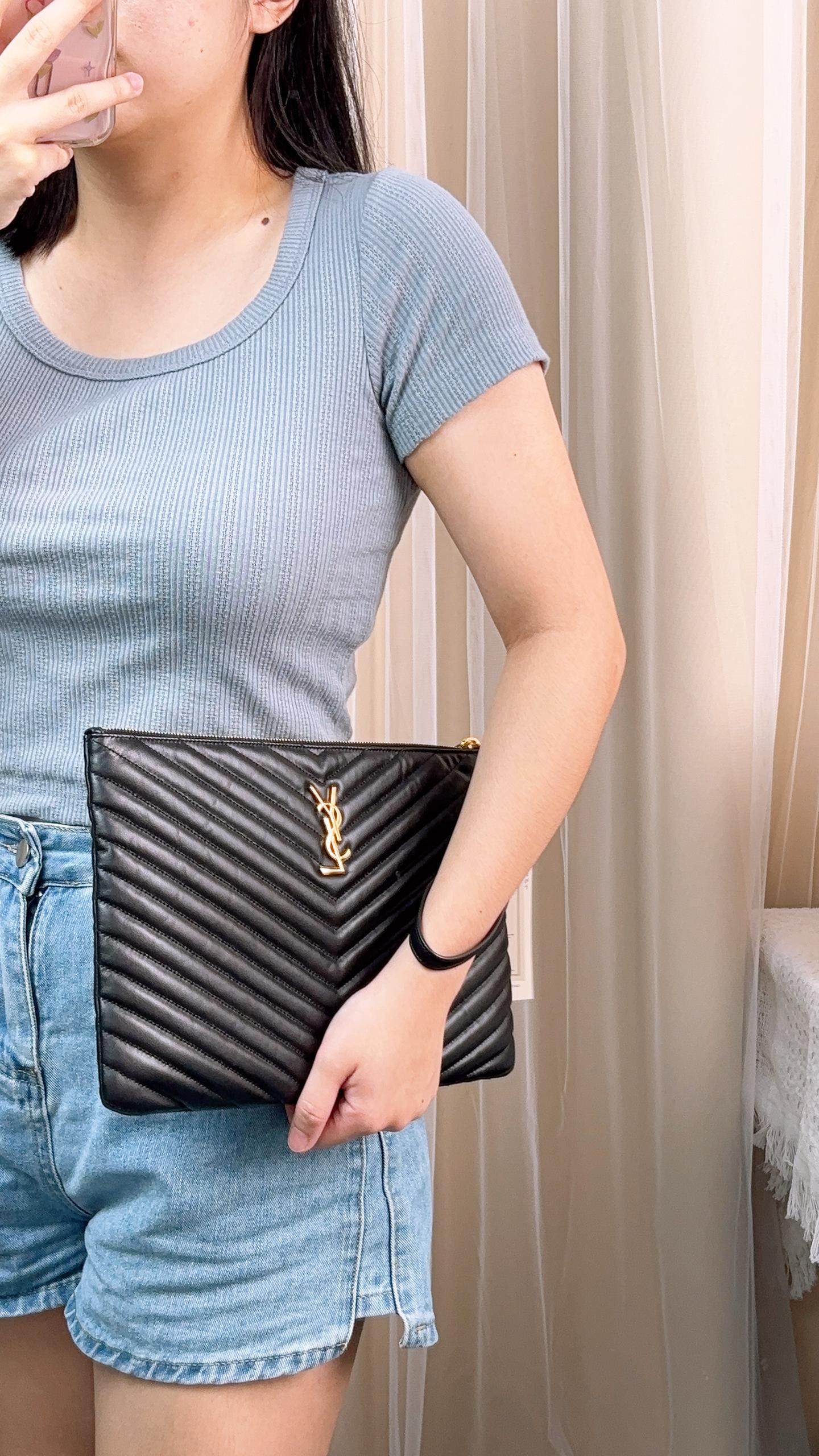 YSL Black Cassandre Tablet Pouch (GHW)