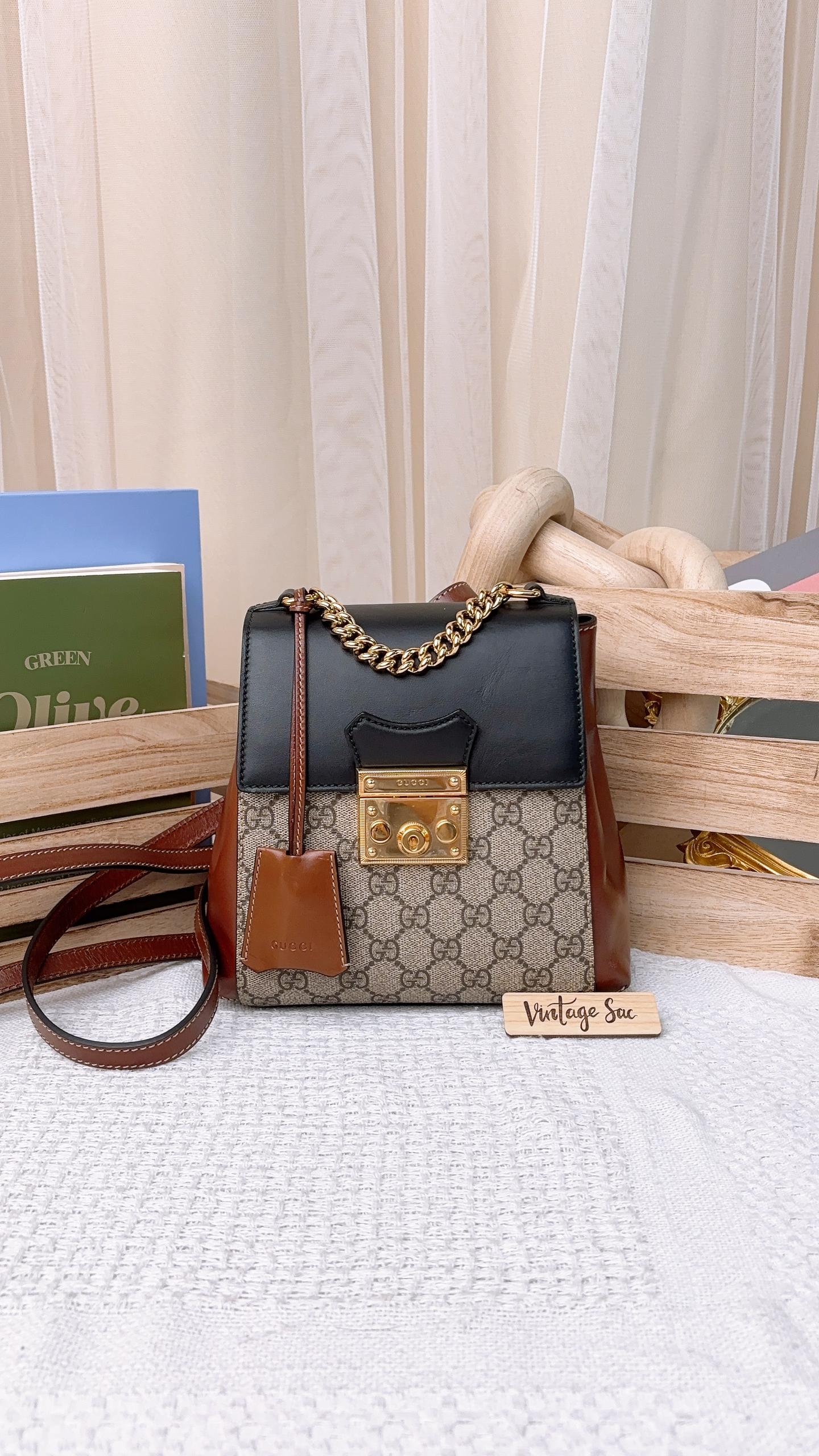 gucci padlock supreme mini backpack Gucci Brown Supreme Padlock Backpack