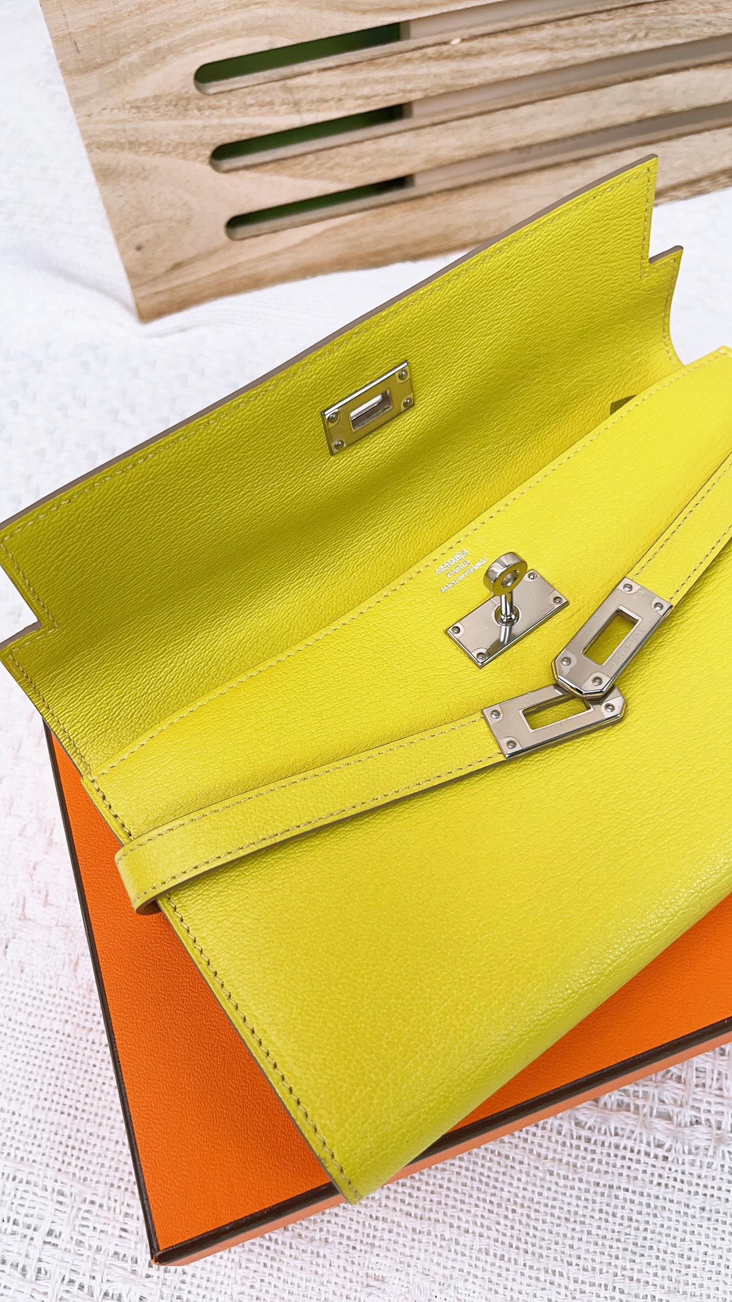 Hermes Yellow Mysore Chevre Kelly Wallet