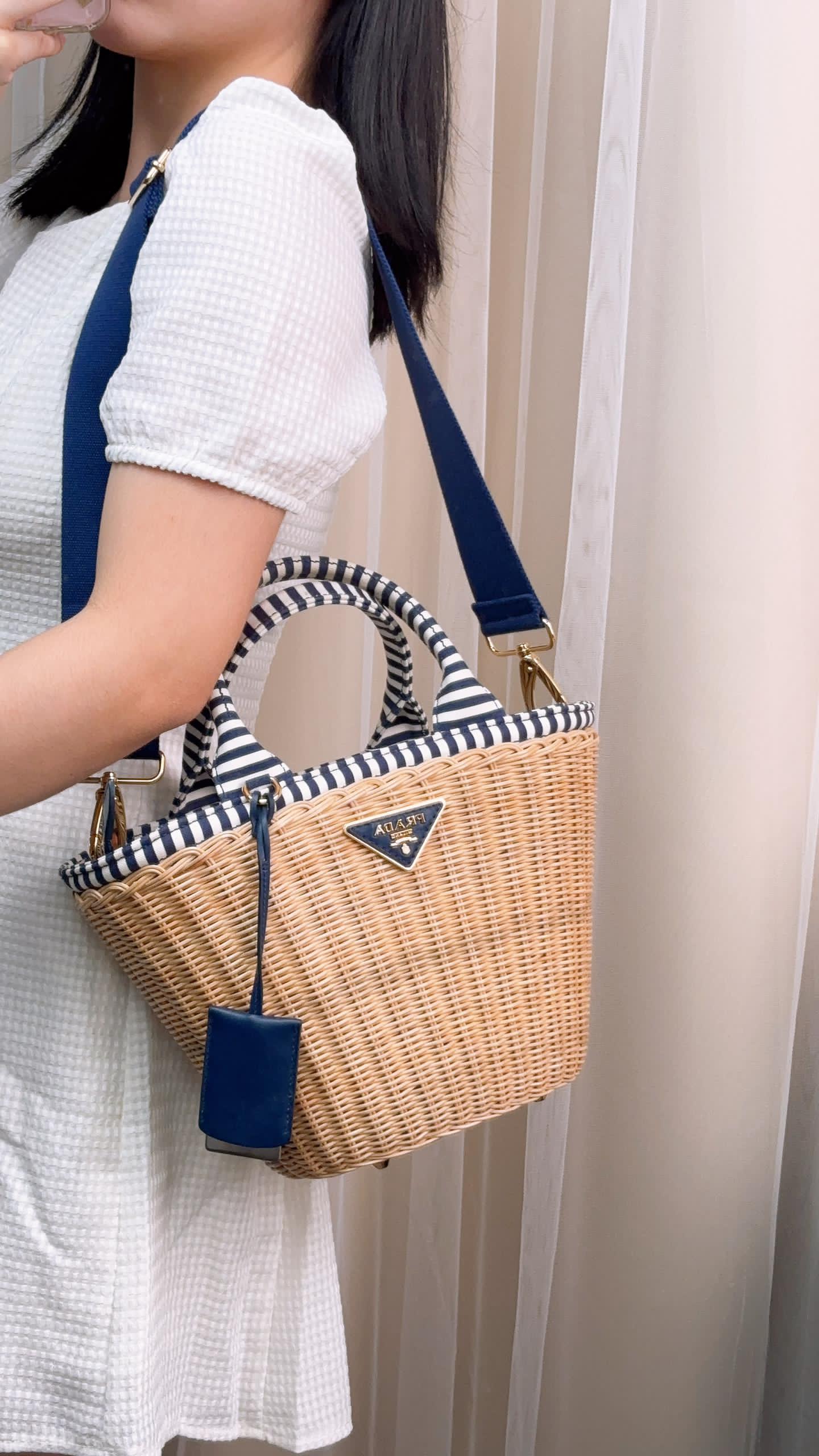 Prada Wicker Midolino Striped Basket