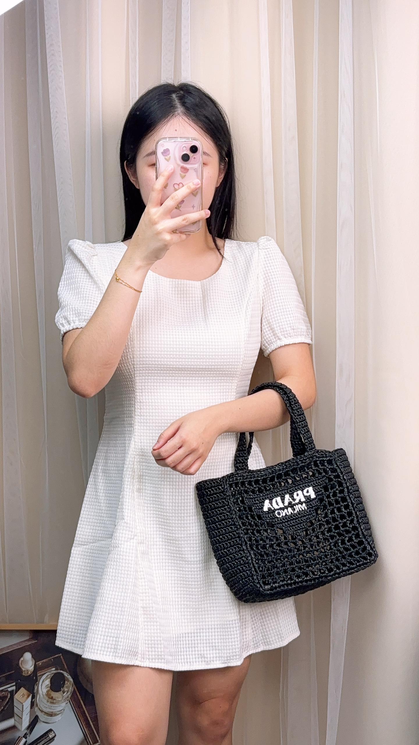 Prada Black Raffia Triangle Logo Tote