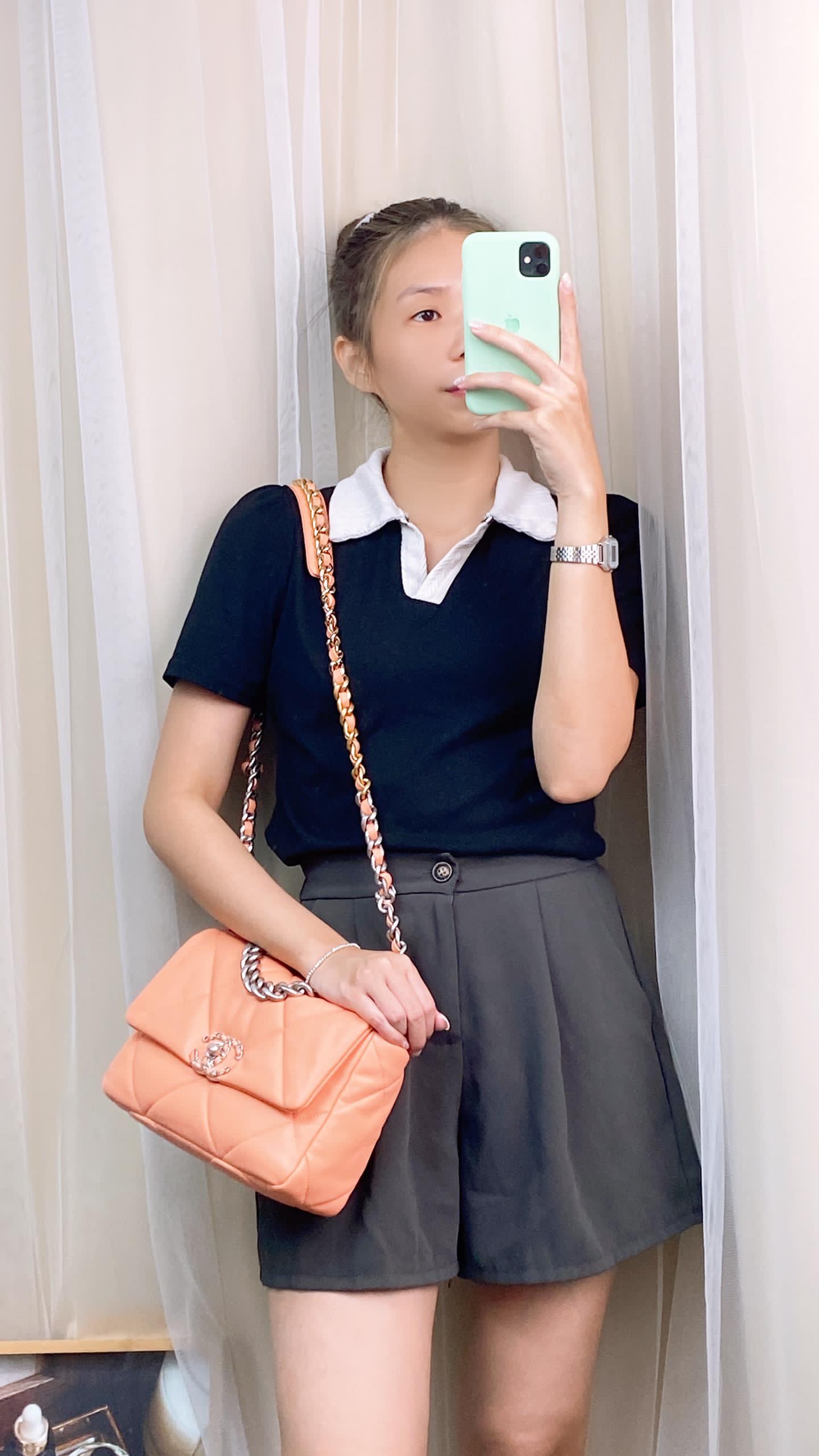 Chanel Coral Lambskin Small 19 (SHW)