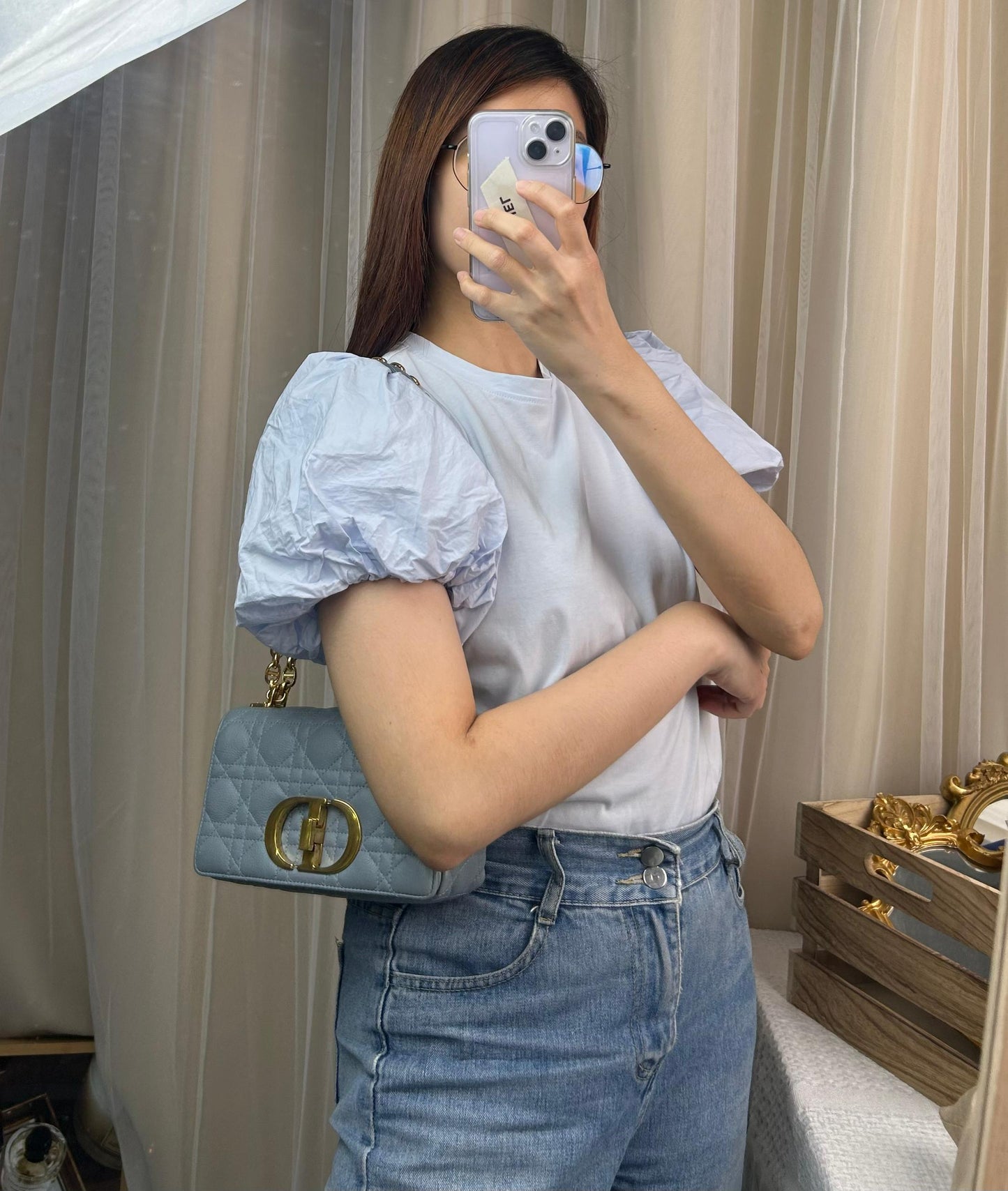 Dior Cloud Blue Small Caro (GHW)