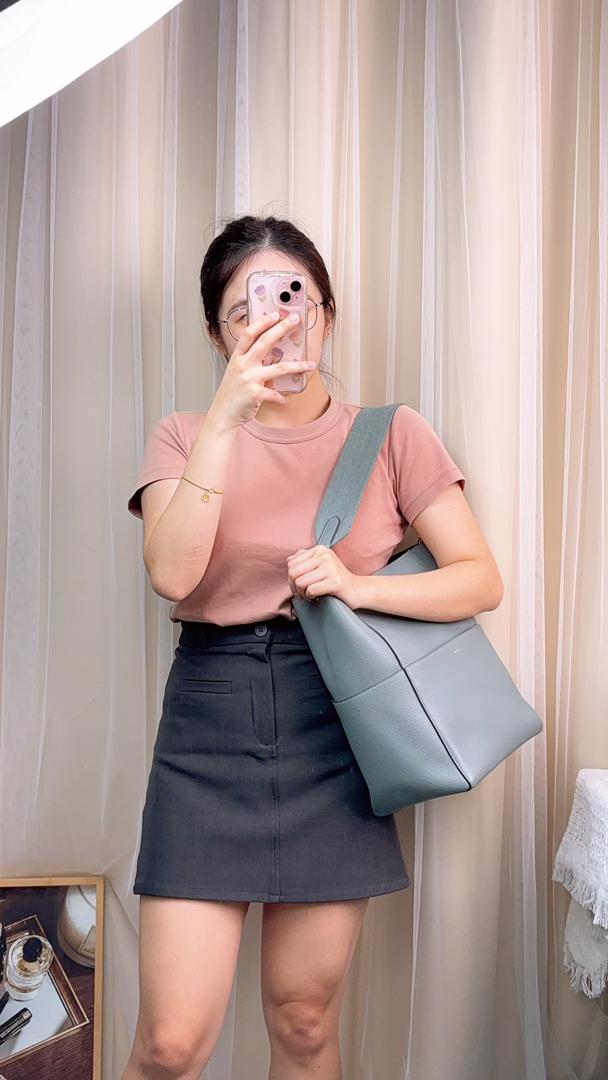 Celine Grey Calfskin Large Sangle Bag