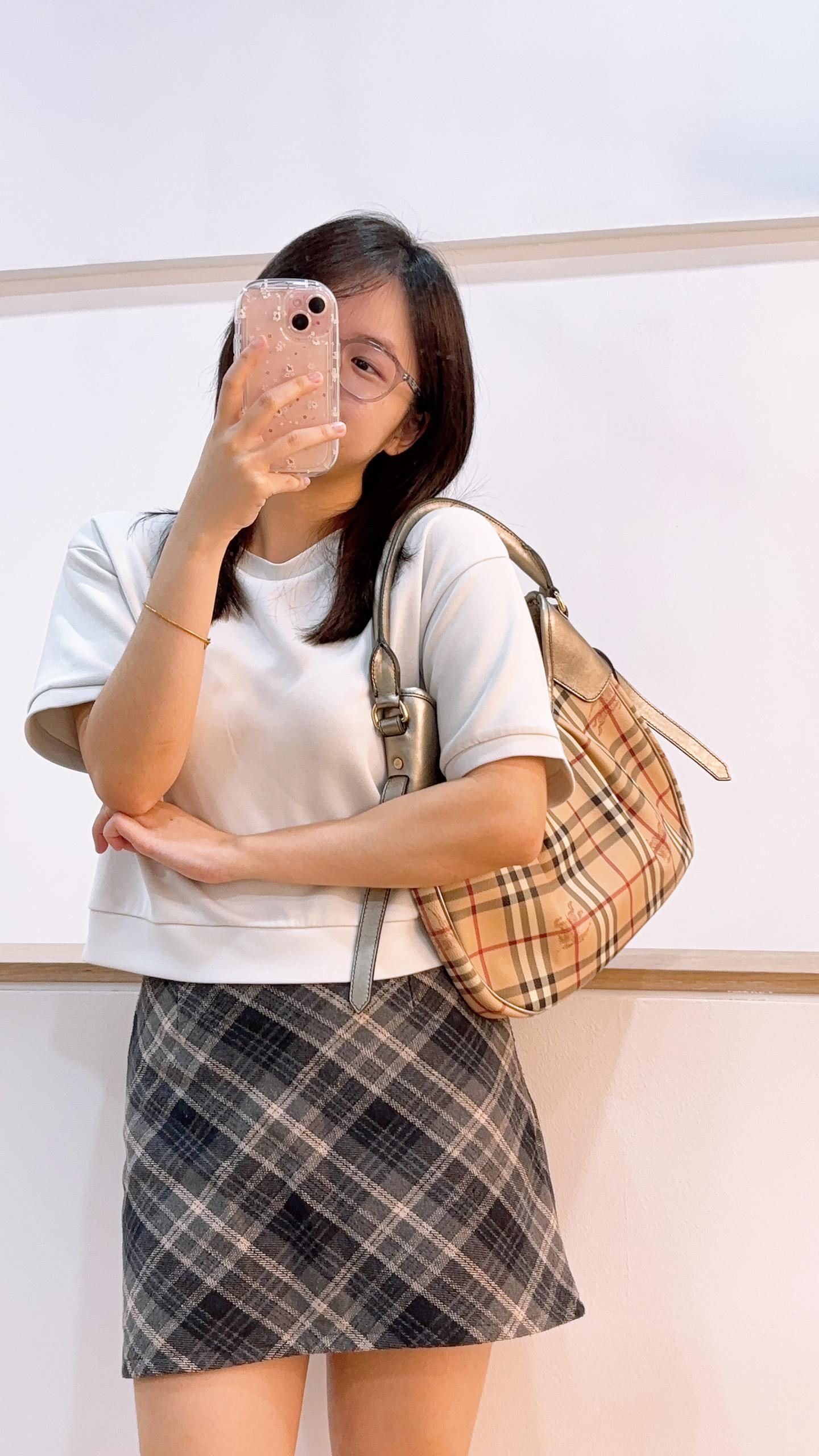 Burberry Beige Haymarket Check Shoulder Bag