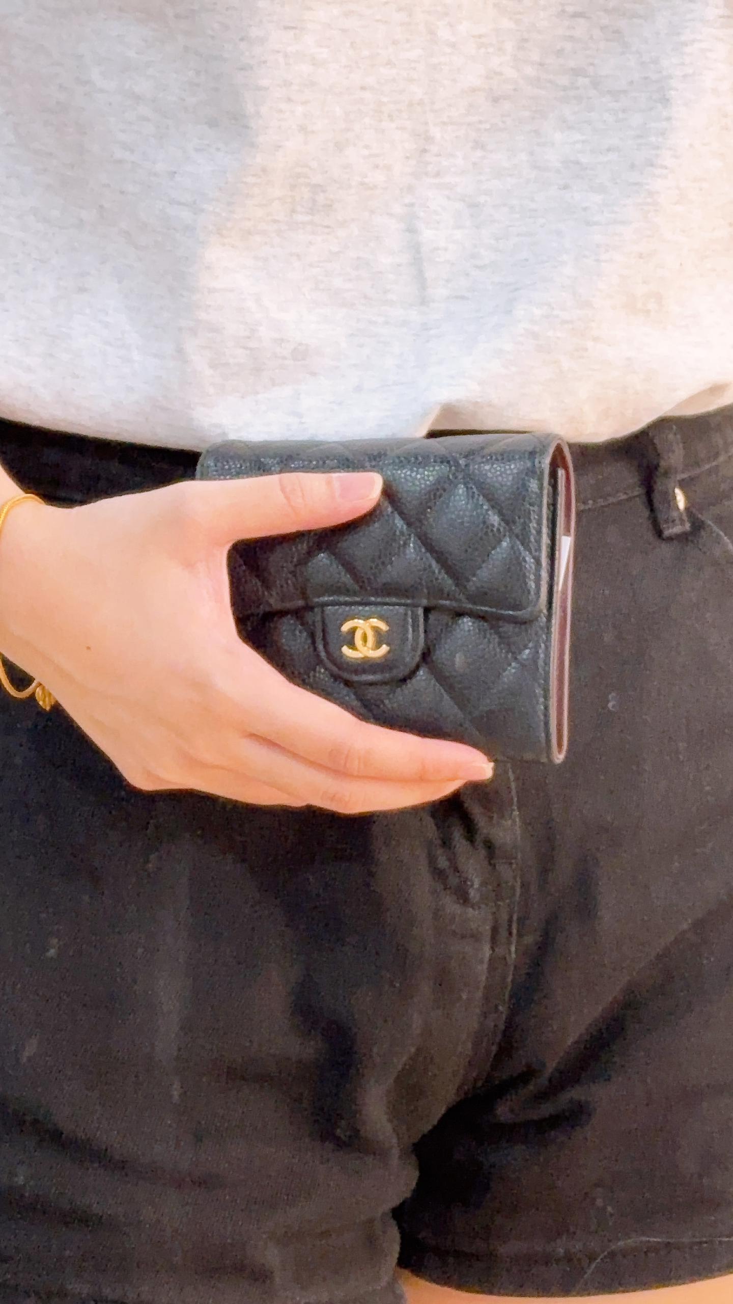 Chanel Black Caviar Classic Compact Wallet (GHW)