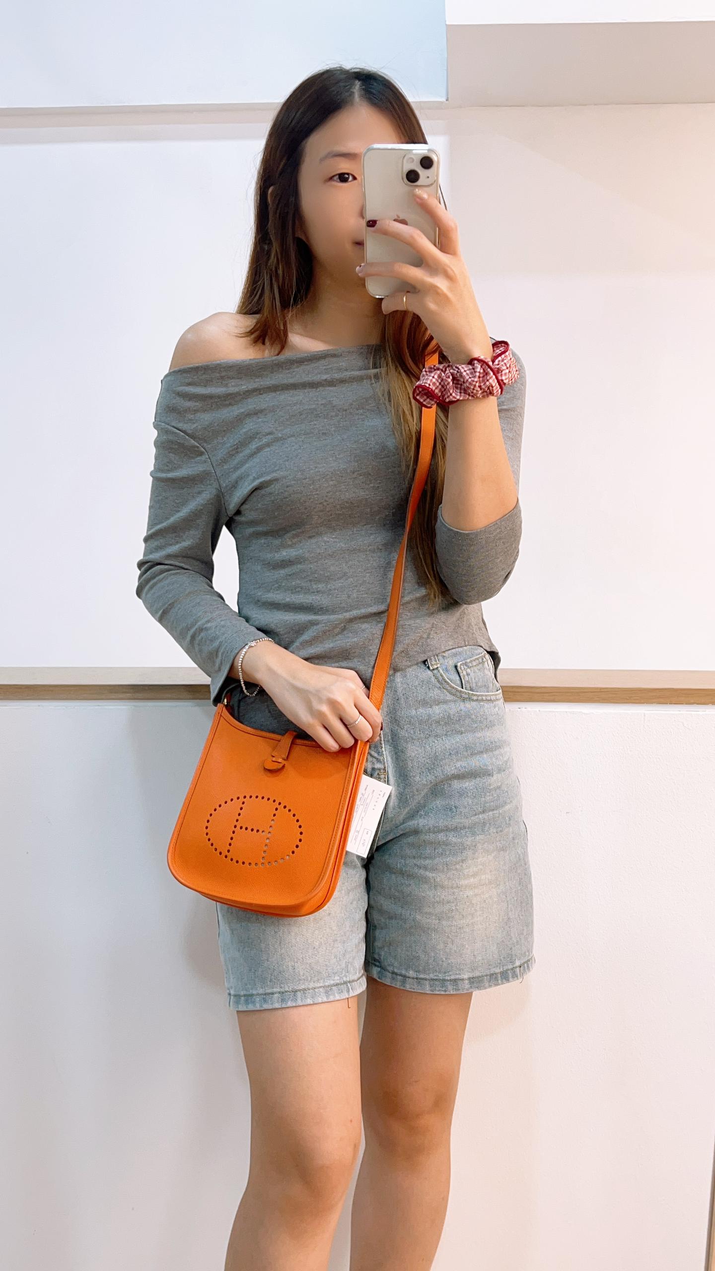Hermes Orange Mini Evelyne (GHW)