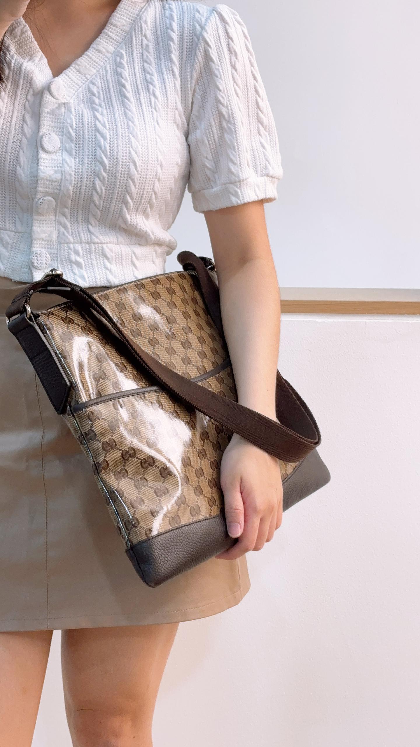 Gucci Crystal Monogram Canvas Messenger Bag