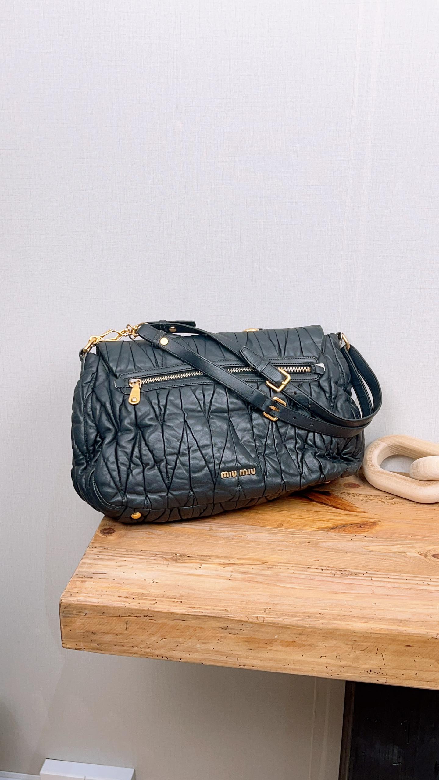 Miu Miu Black Matelasse Bauletto Bag (GHW)