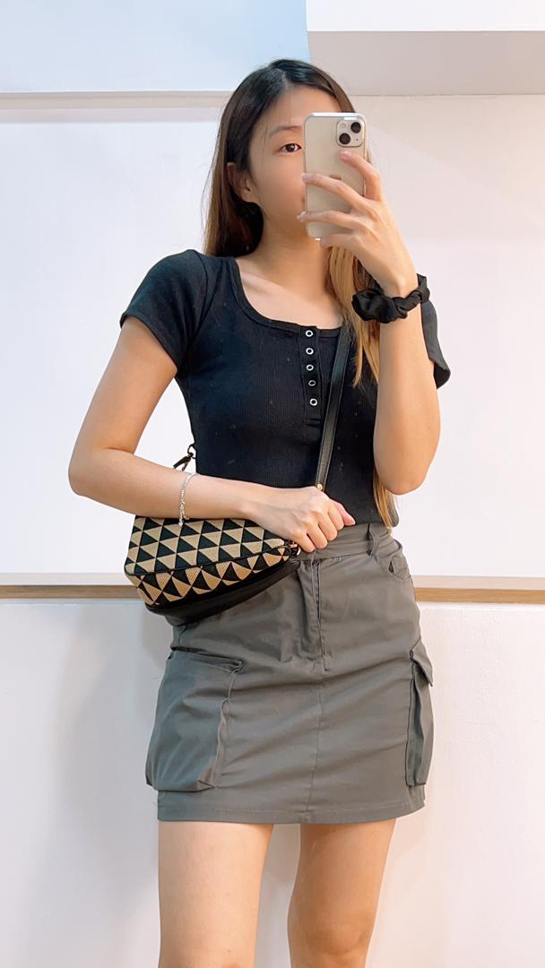Prada Triangolo Mini Jacquard Shoulder Bag