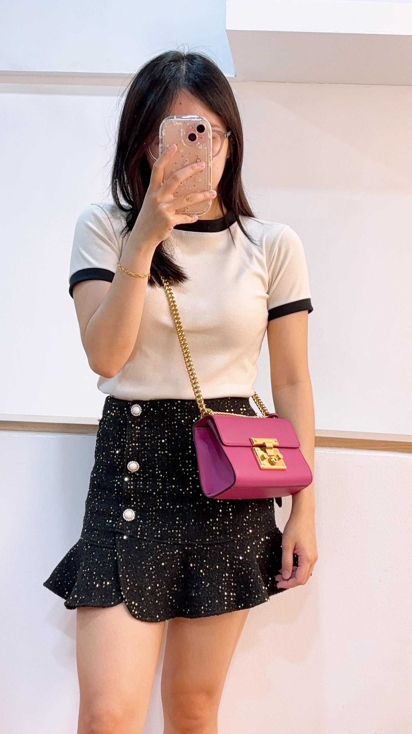 Gucci Fuchsia Purple Calfskin Small Padlock Shoulder Chain Bag (GHW)