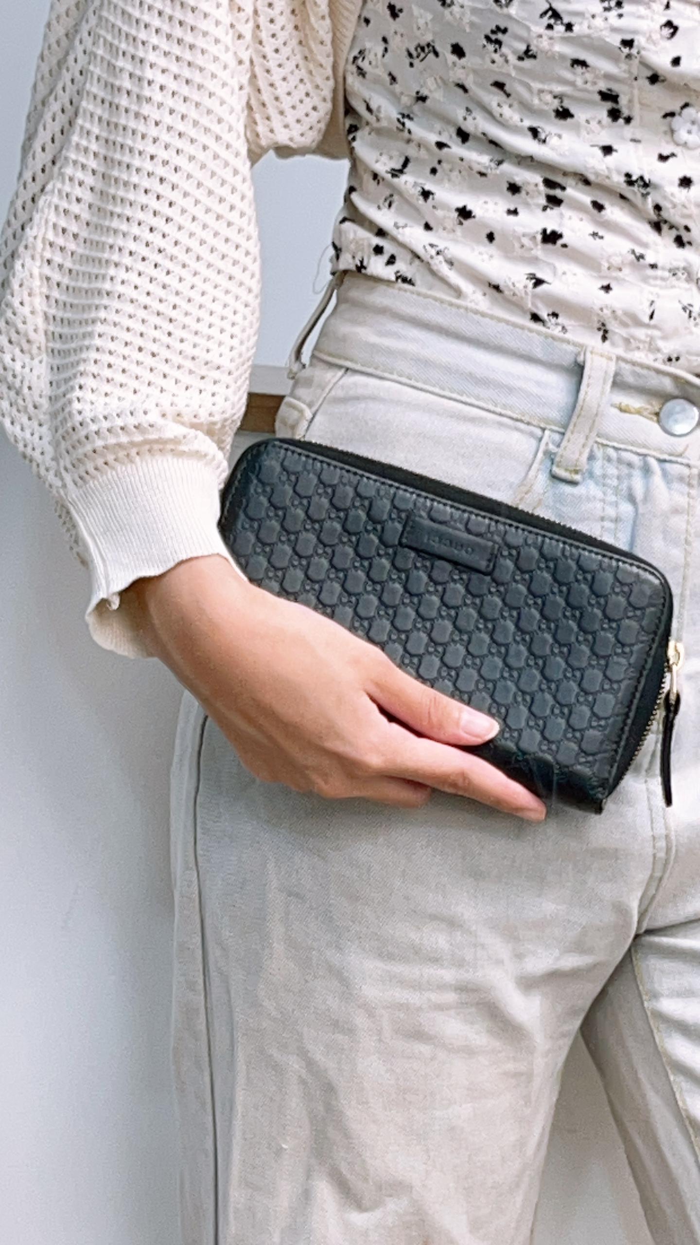 Gucci Black Microguccisima Zip Wallet