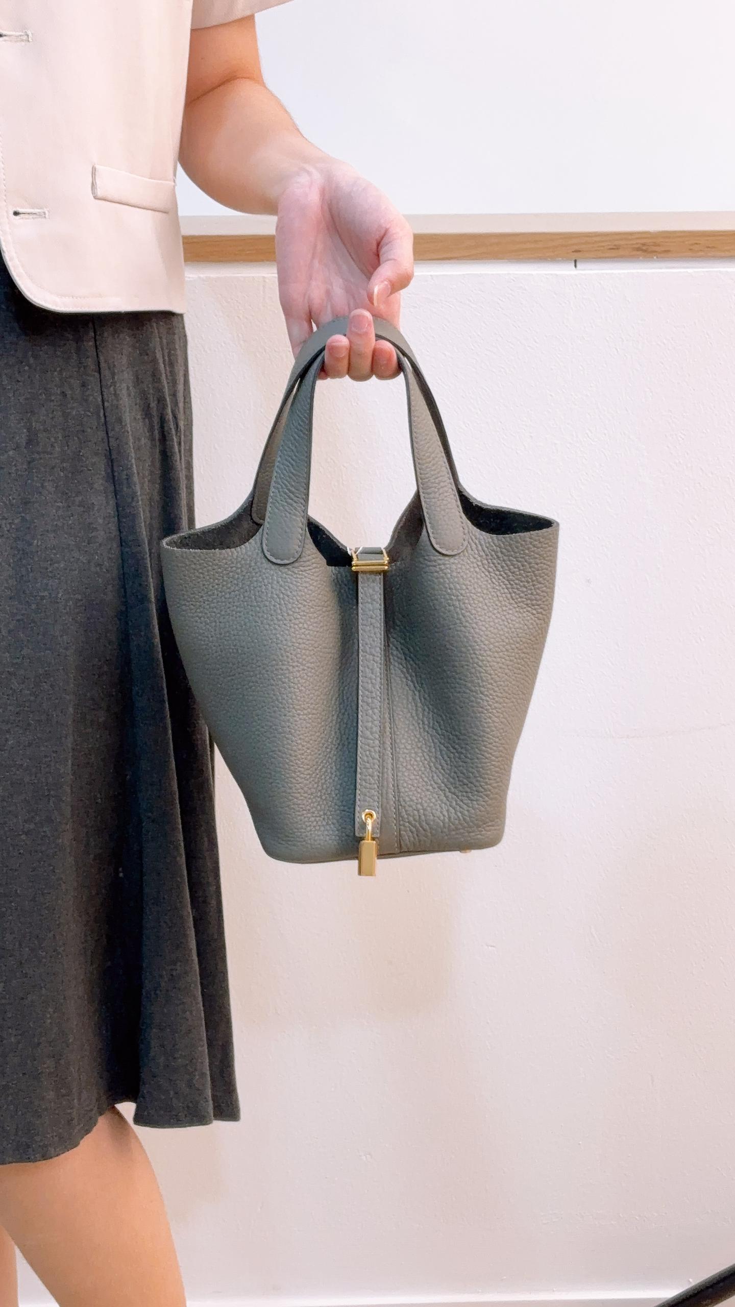 Hermes Gris Meyer Picotin 18 (GHW)